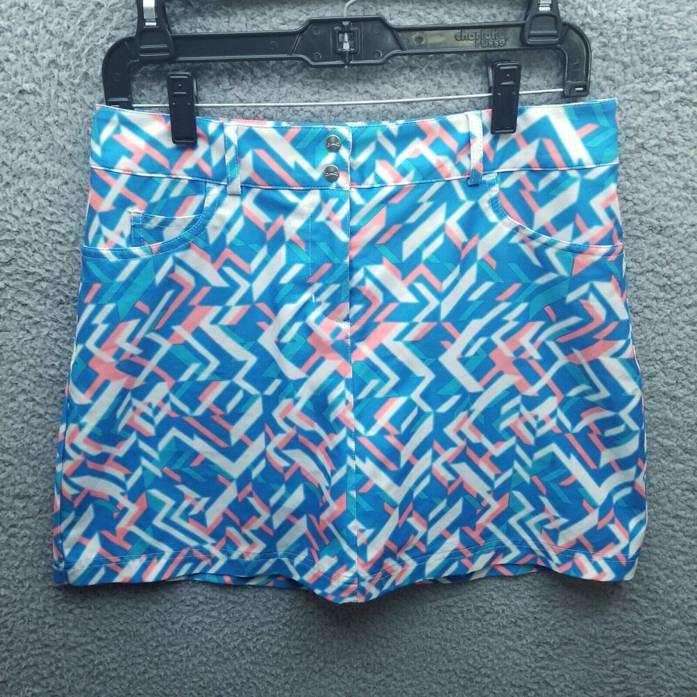 Slazenger 4 16.25" H Geometric Blue A-Line Activewear Skort 30.75" 3.75" 10"